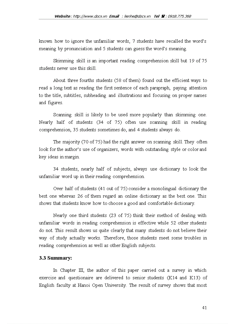 image for page Some strategies for dealing with unfamiliar words in reading comprehension for students of English faculty Hanoi open university