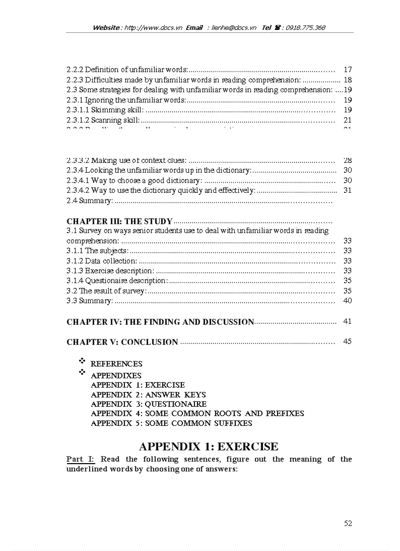 image for page Some strategies for dealing with unfamiliar words in reading comprehension for students of English faculty Hanoi open university