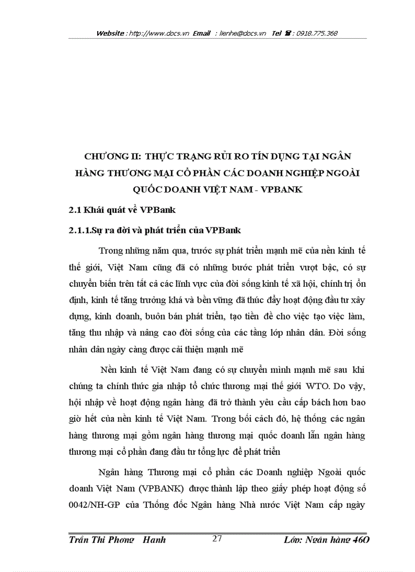 image for page Hạn chế rủi ro tín dụng tại ngân hàng thương mại cổ phần các doanh nghiệp ngoài quốc doanh VPBank