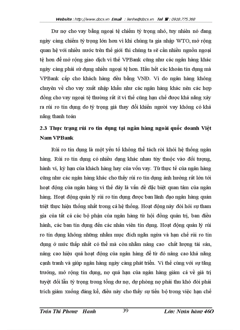 image for page Hạn chế rủi ro tín dụng tại ngân hàng thương mại cổ phần các doanh nghiệp ngoài quốc doanh VPBank