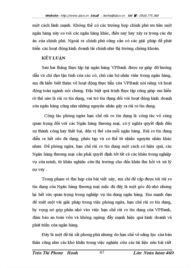 image for page Hạn chế rủi ro tín dụng tại ngân hàng thương mại cổ phần các doanh nghiệp ngoài quốc doanh VPBank