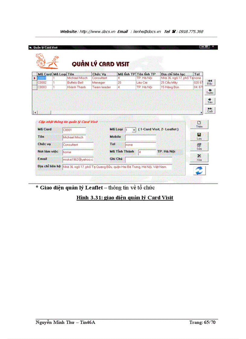 image for page Phân tích thiết kế hệ thống thông tin quản lý Card Visit Leaflet