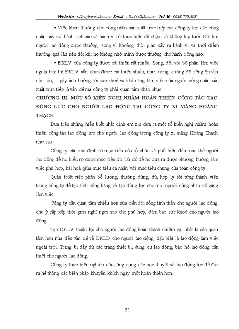 image for page Hoàn thiện công tác tạo động lực tại công ty xi măng Hoàng Thạch