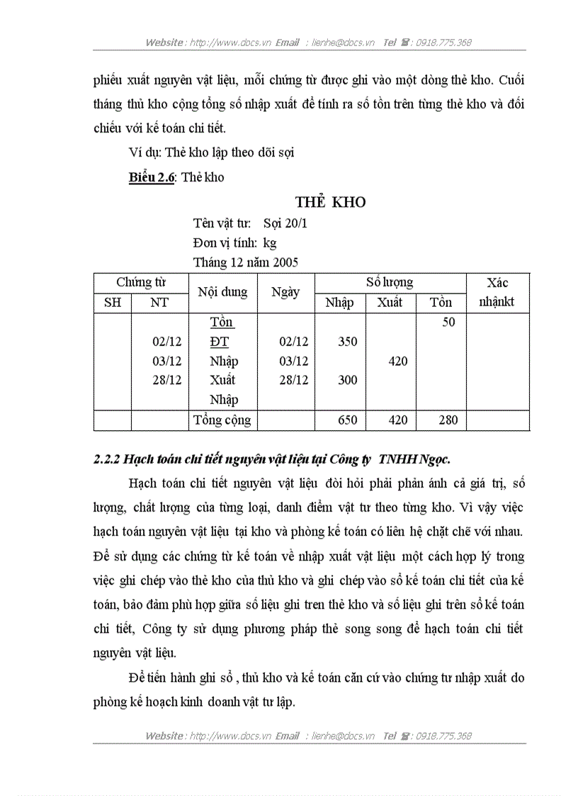 image for page Hoàn thiện công tác hạch toán Nguyên vật liệu tại Công ty TNHH Ngọc