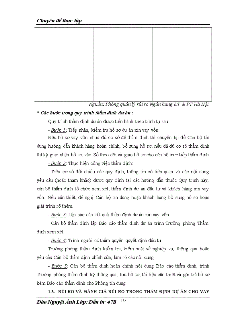 image for page Rủi ro và đánh giá rủi ro trong thẩm định dự án cho vay vốn tại Ngân hàng Đầu tư Phát triển Hà Nội