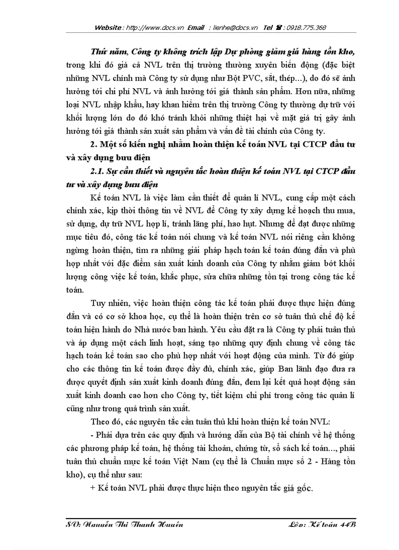 image for page Hoàn thiện kế toán nguyên vật liệu tại Công ty cổ phần đầu tư và xây dựng bưu điện