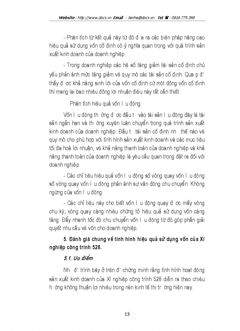 image for page Nâng cao hiệu quả sử dụng vốn sản xuất kinh doanh của Xí nghiệp Công trình 528