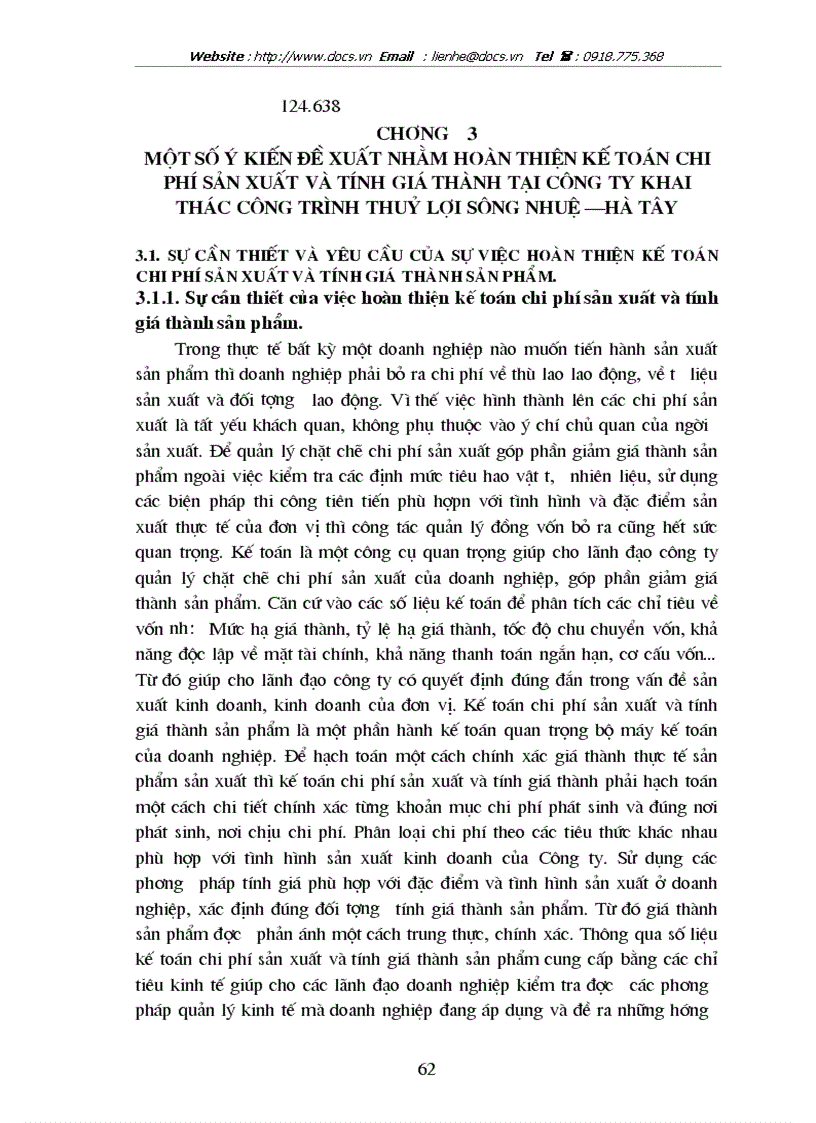 image for page Hoàn thiện kế toán chi phí sản xuất và tính giá thành sản phẩm tại công ty khai thác công trình thuỷ lợi Sông Nhuệ Hà Tây