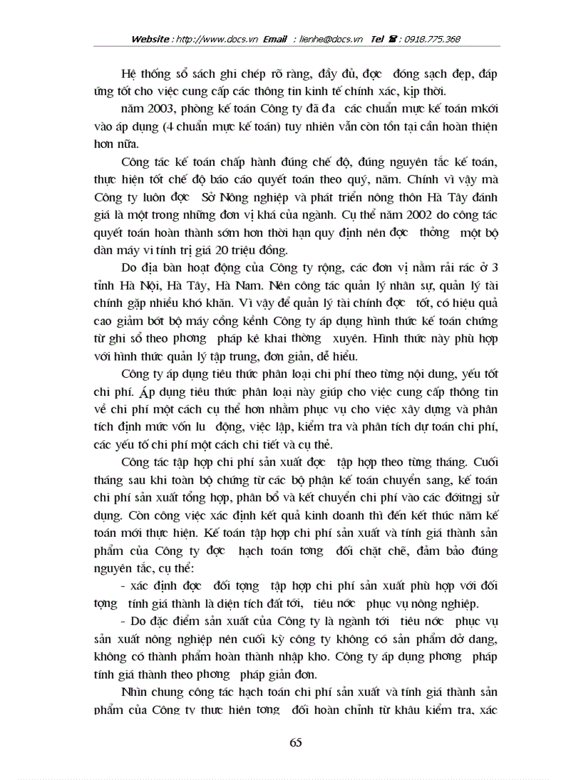 image for page Hoàn thiện kế toán chi phí sản xuất và tính giá thành sản phẩm tại công ty khai thác công trình thuỷ lợi Sông Nhuệ Hà Tây