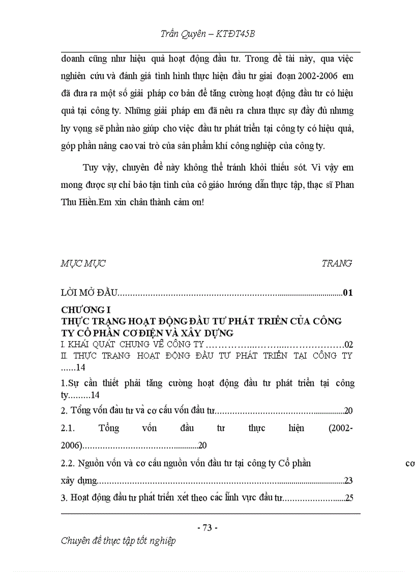 image for page Hoạt động đầu tư phát triển tại Công ty cổ phần cơ điện và xây dựng Thực trạng và giải pháp