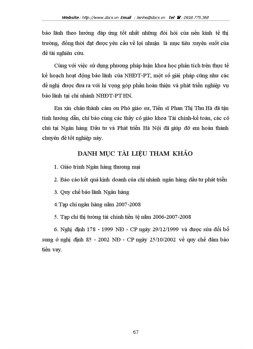 image for page Giải pháp nâng cao chất lượng bảo lãnh tại chi nhánh ngânhàng NHĐT PT BIDV HN