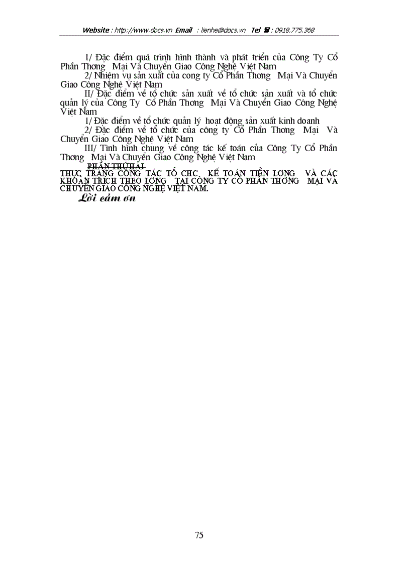 image for page Thực trạng công tác tổ chức kế toán tiền lương và các khoản trích theo lương tại Công ty thương mại và chuyển giao công nghệ VN