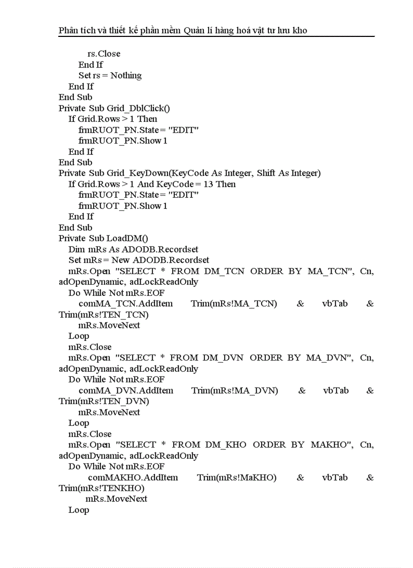 image for page Phân tích và thiết kế phần mềm Quản lí hàng hoá vật tư lưu kho