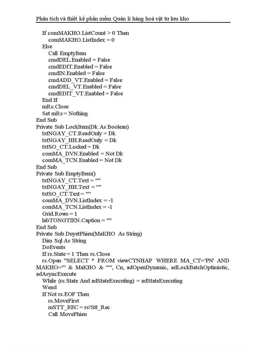 image for page Phân tích và thiết kế phần mềm Quản lí hàng hoá vật tư lưu kho