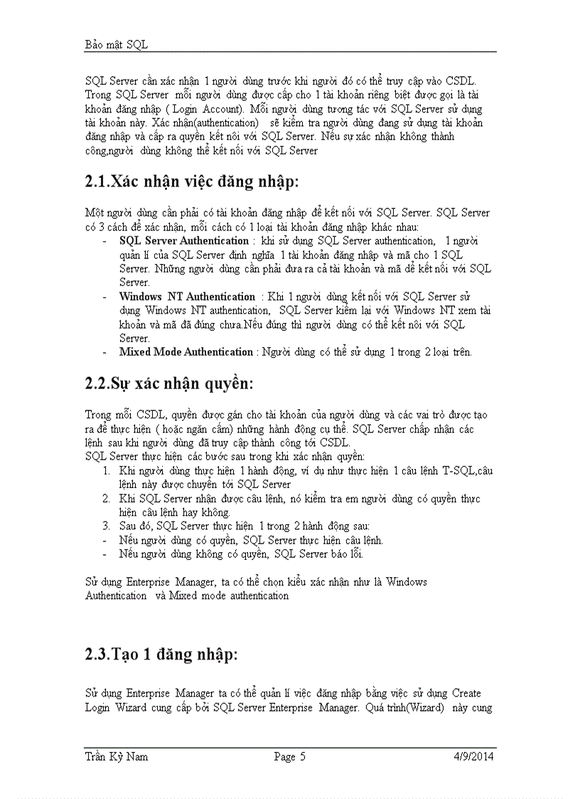 image for page Bảo mật SQL