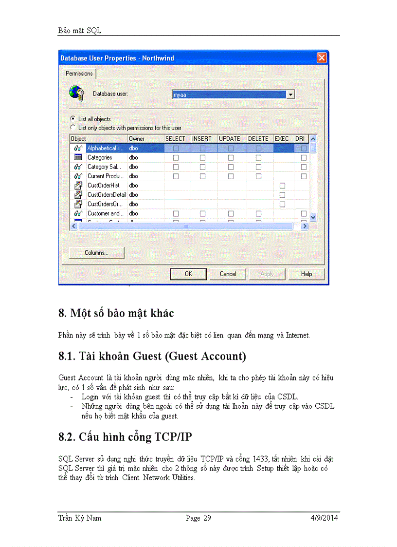 image for page Bảo mật SQL