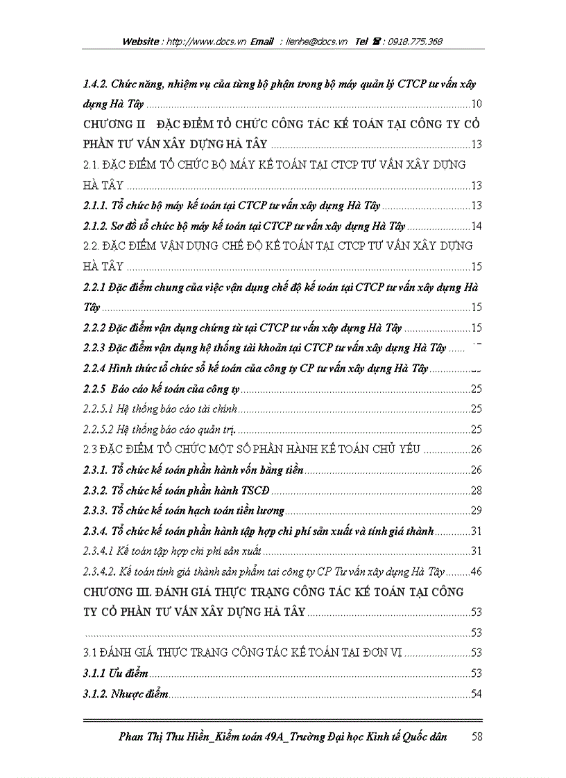 image for page Đặc điểm tổ chức kế toán và đánh giá thực trạng tổ chức kế toán tại Công ty cổ phần tư vấn xây dựng Hà Tây