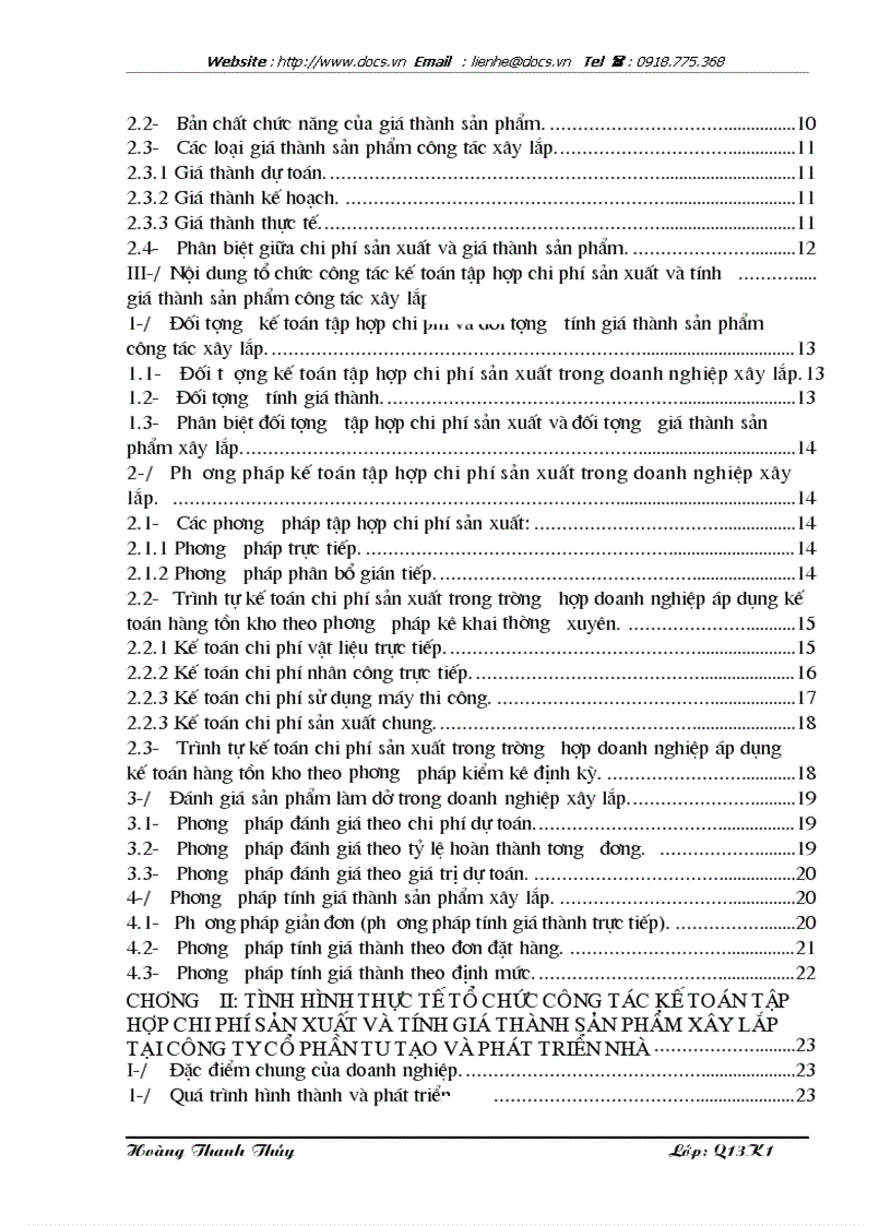 image for page Hoàn thiện kế toán chi phí sản xuất và tính giá thành sản phẩm xây lắp tại Công ty Cổ phần Tu tạo và Phát triển nhà