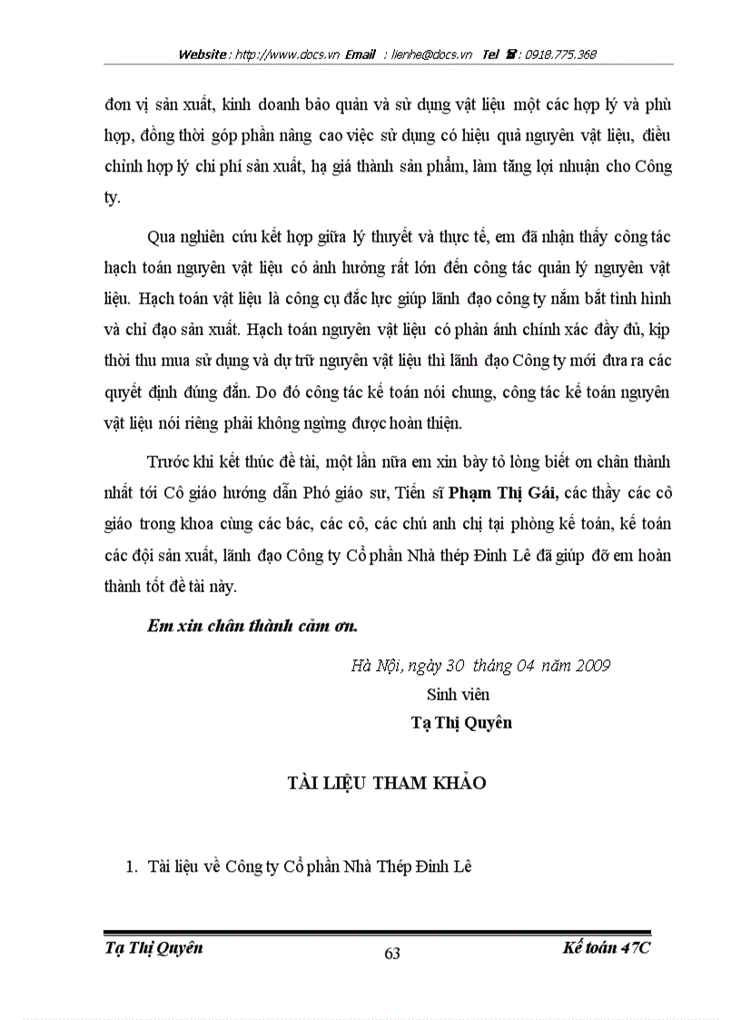 image for page Thực trạng kế toán Nguyên ật liệu tại công ty CP nhà thép Đinh Lê