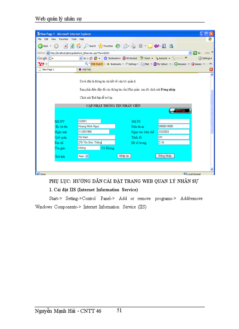 image for page Web quản lý nhân sự