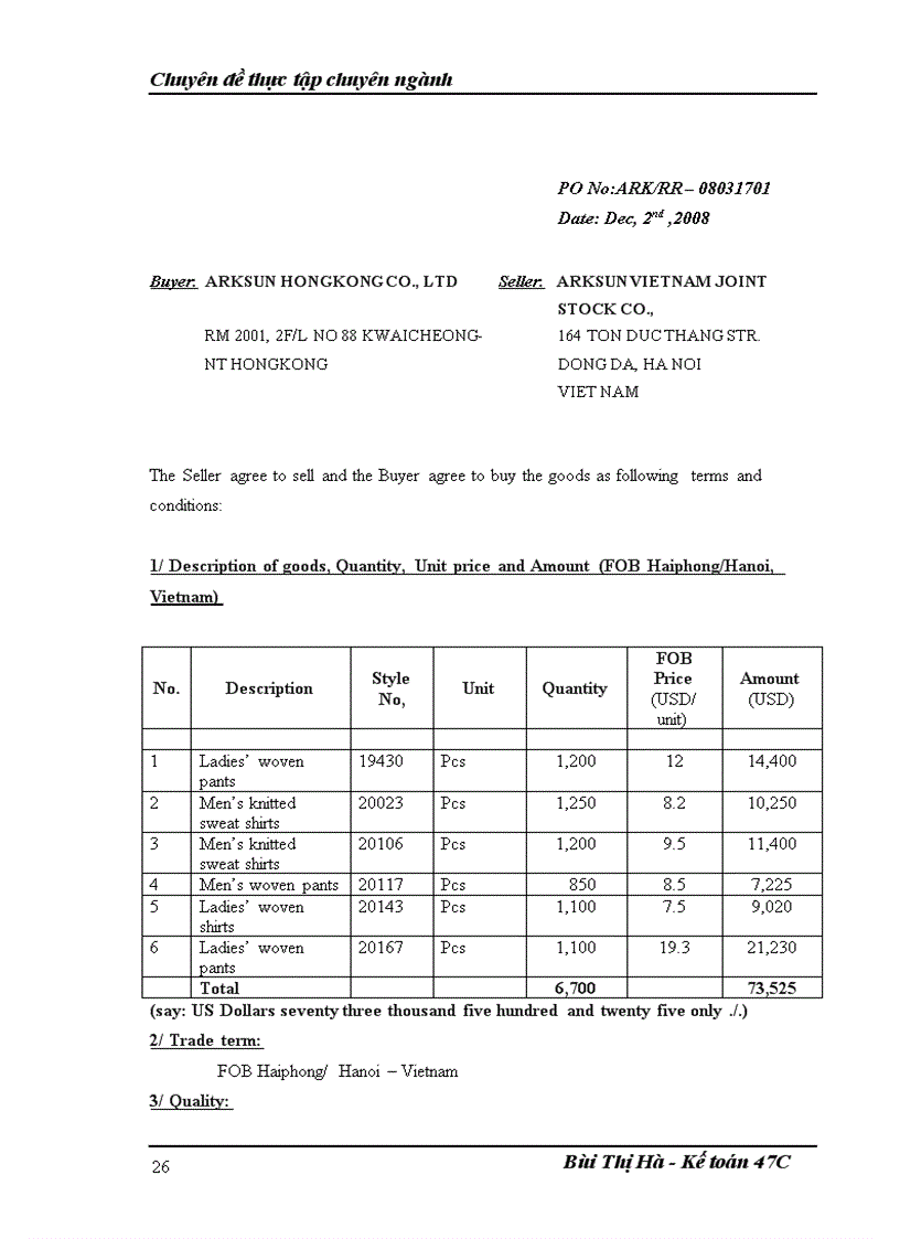image for page Hoàn thiện hạch toán tiêu thụ thành phẩm và xác định kết quả tiêu thụ thành phẩm tại Công ty Cổ phần Arksun Việt Nam