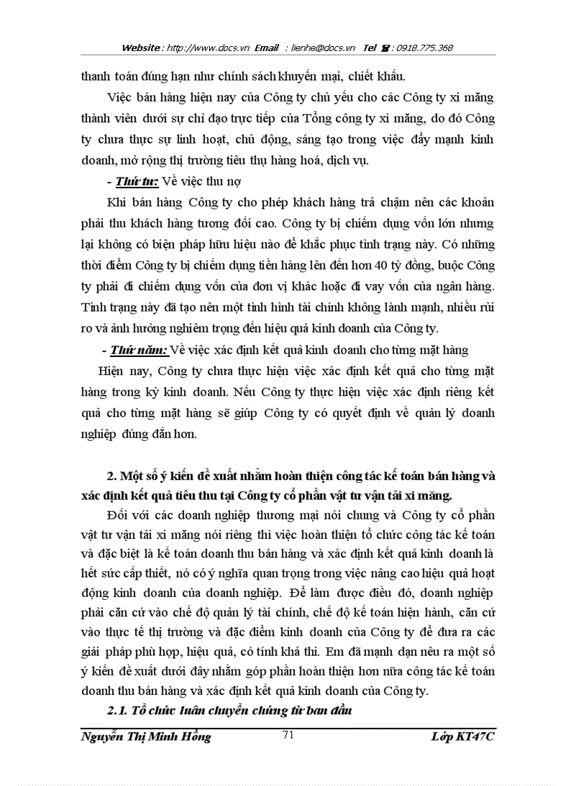 image for page Hoàn thiện công tác kế toán bán hàng và xác định kết quả tiêu thụ tại công ty cổ phần vật tư vận tải xi măng