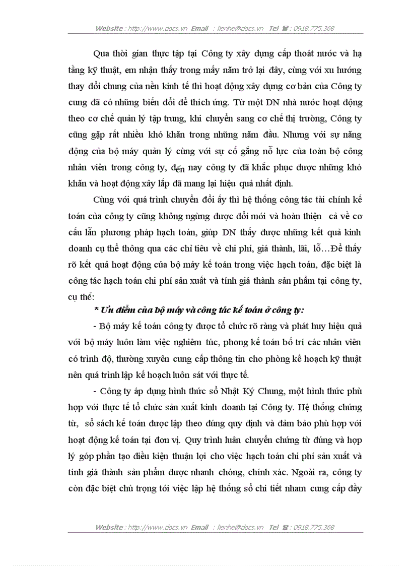 image for page Hoàn thiện kế toán chi phí sản xuất và tính giá thành sản phẩm xây lắp tại Công ty xây dựng cấp thoát nước và hạ tầng kỹ thuật