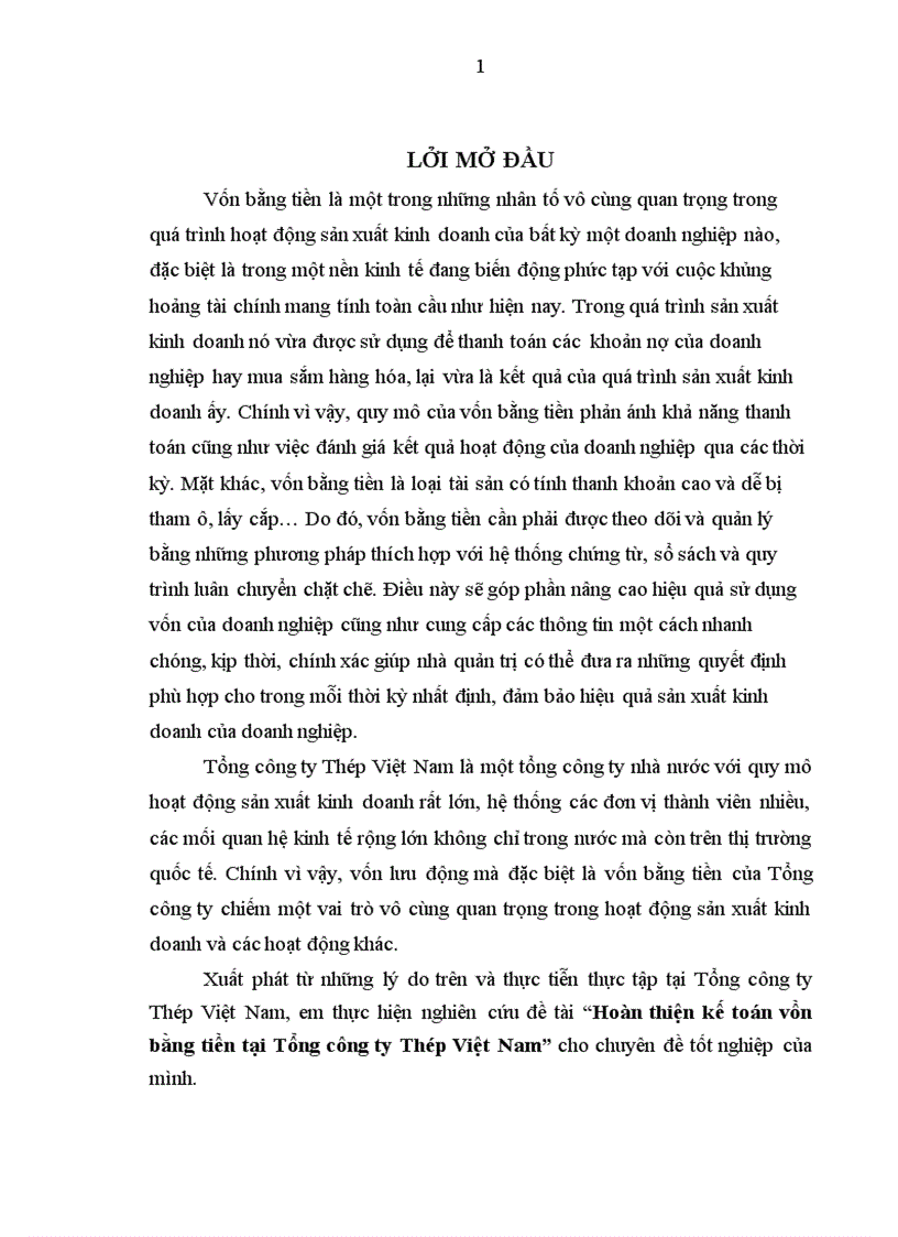 image for page Hoàn thiện kế toán vốn bằng tiền tại tổng công ty thép việt nam