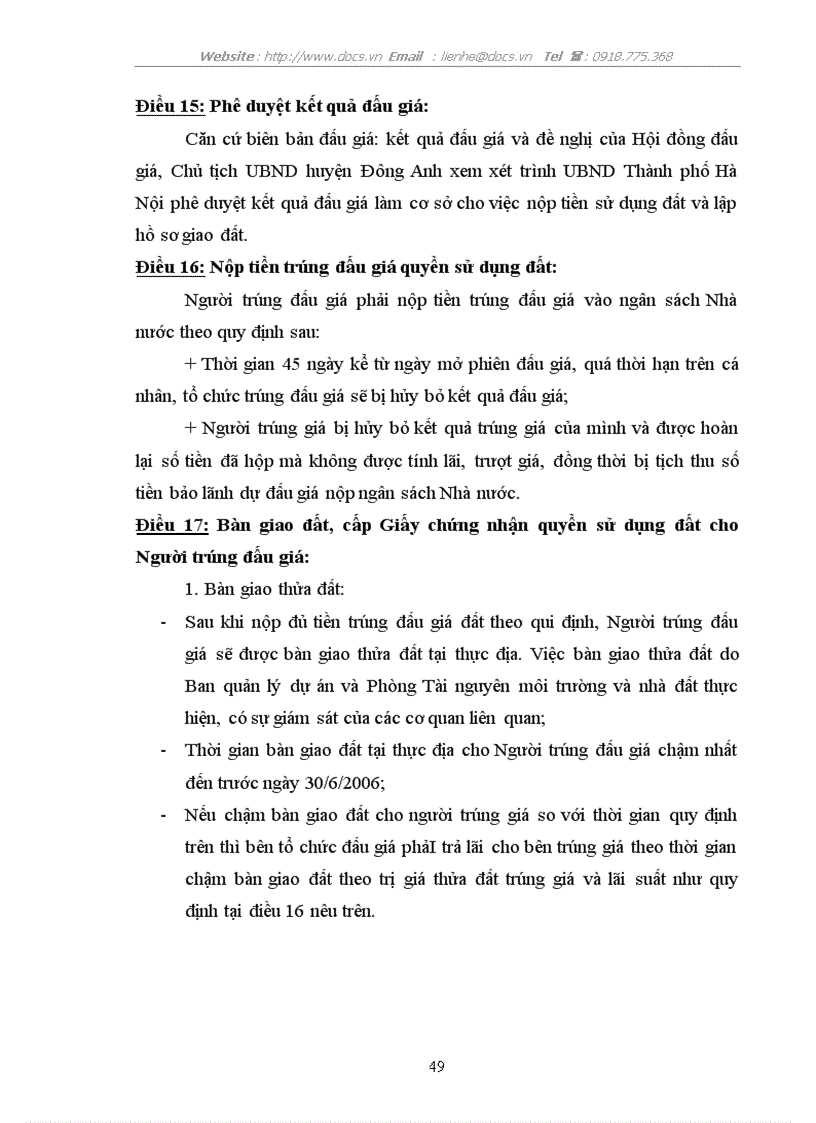 image for page Đấu giá QSD đất trên địa bàn huyện Đông Anh