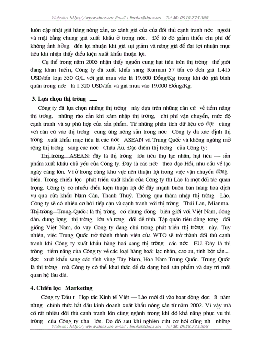 image for page Marketing xuất khẩu nhóm hàng nông sản tại Công ty Đầu tư Hợp tác Kinh tế Việt Lào