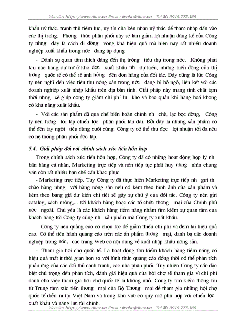 image for page Marketing xuất khẩu nhóm hàng nông sản tại Công ty Đầu tư Hợp tác Kinh tế Việt Lào