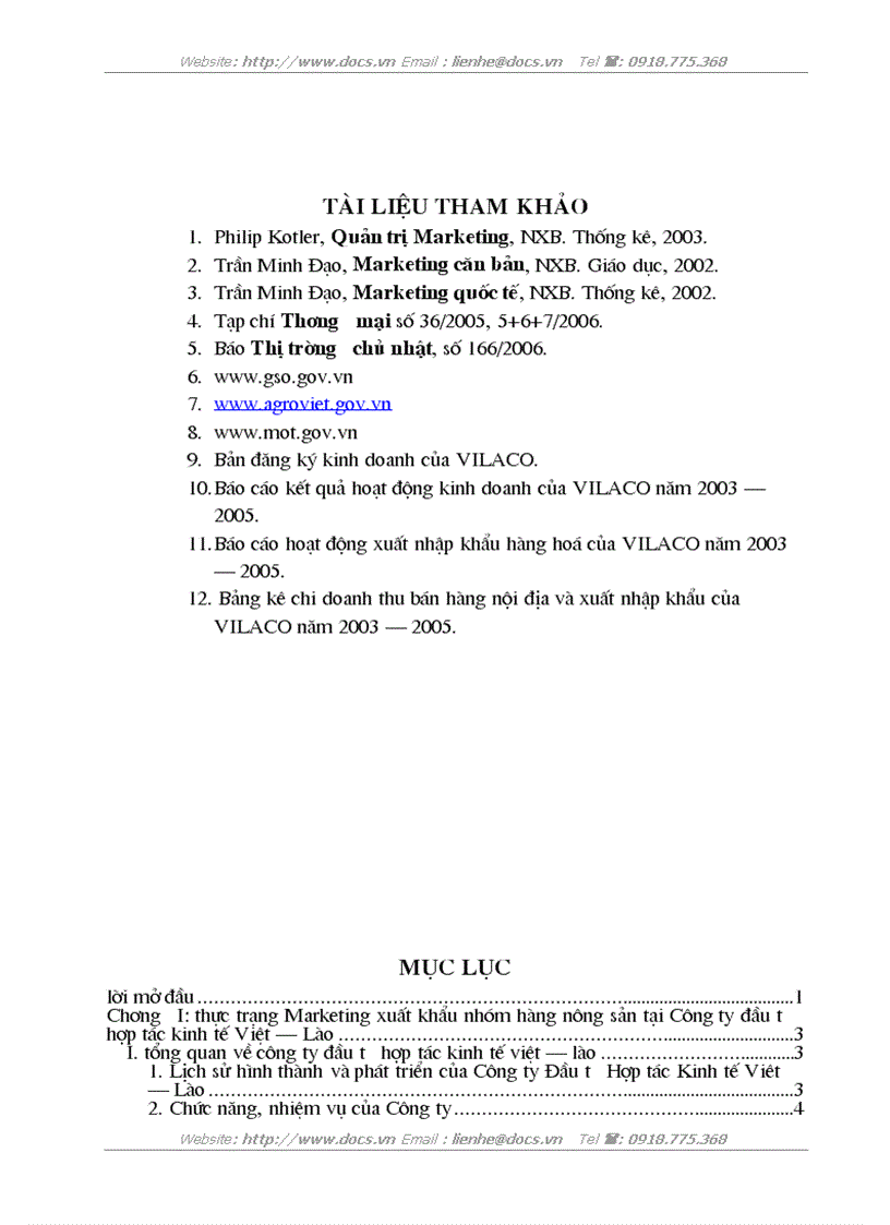 image for page Marketing xuất khẩu nhóm hàng nông sản tại Công ty Đầu tư Hợp tác Kinh tế Việt Lào