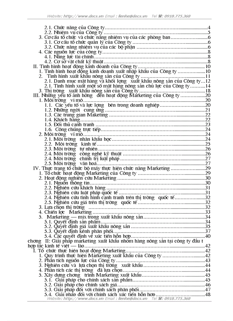 image for page Marketing xuất khẩu nhóm hàng nông sản tại Công ty Đầu tư Hợp tác Kinh tế Việt Lào