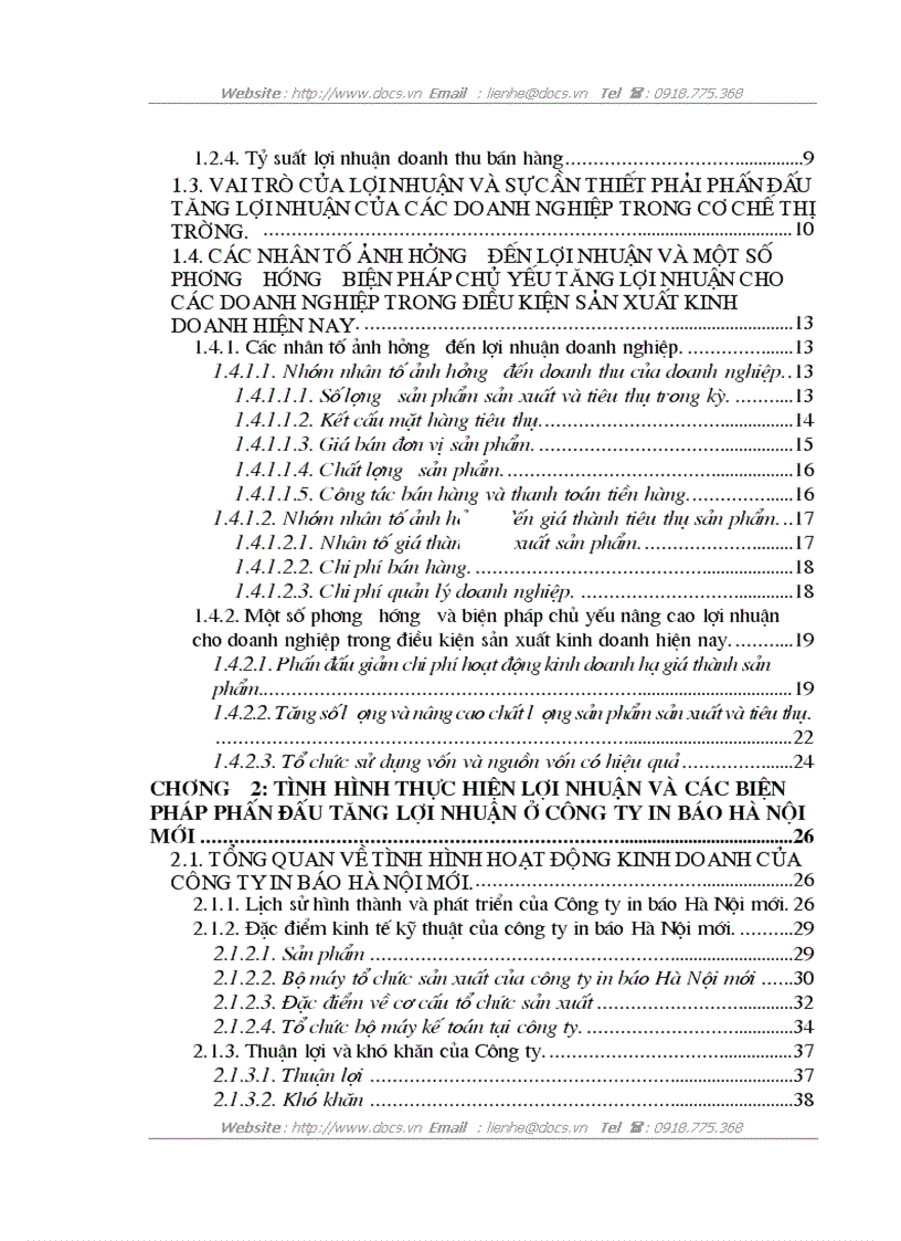 image for page Lợi nhuận và các phương hướng biện pháp tăng lợi nhuận ở Công ty in Báo Hà Nội Mới
