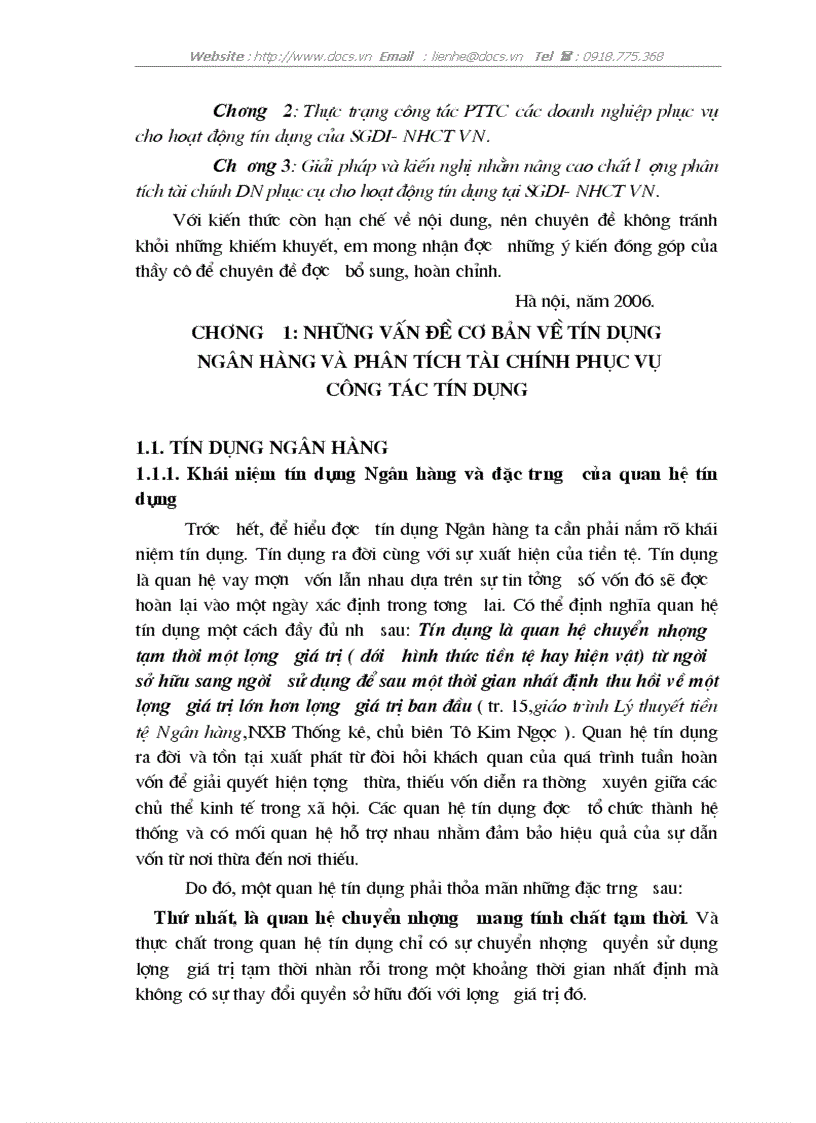 Thực trạng công tác phân tích tài chính các doanh nghiệp phục vụ cho hoạt động tín dụng của SGDI NHCT VN