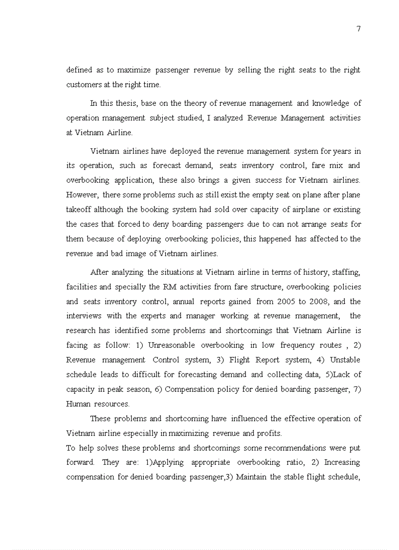 image for page Current revenue management at Vietnam Airlines