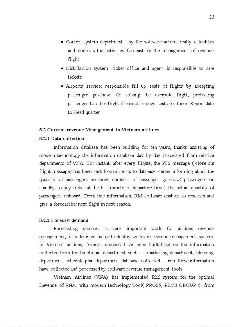 image for page Current revenue management at Vietnam Airlines