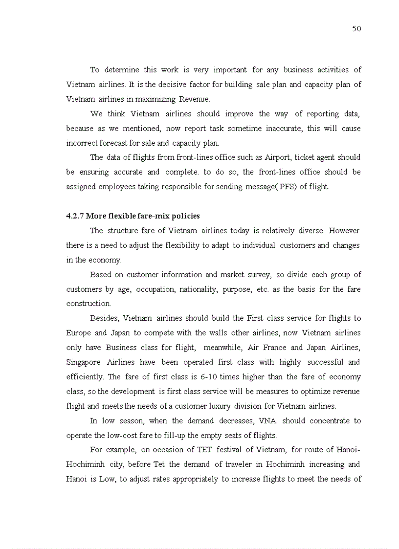 image for page Current revenue management at Vietnam Airlines