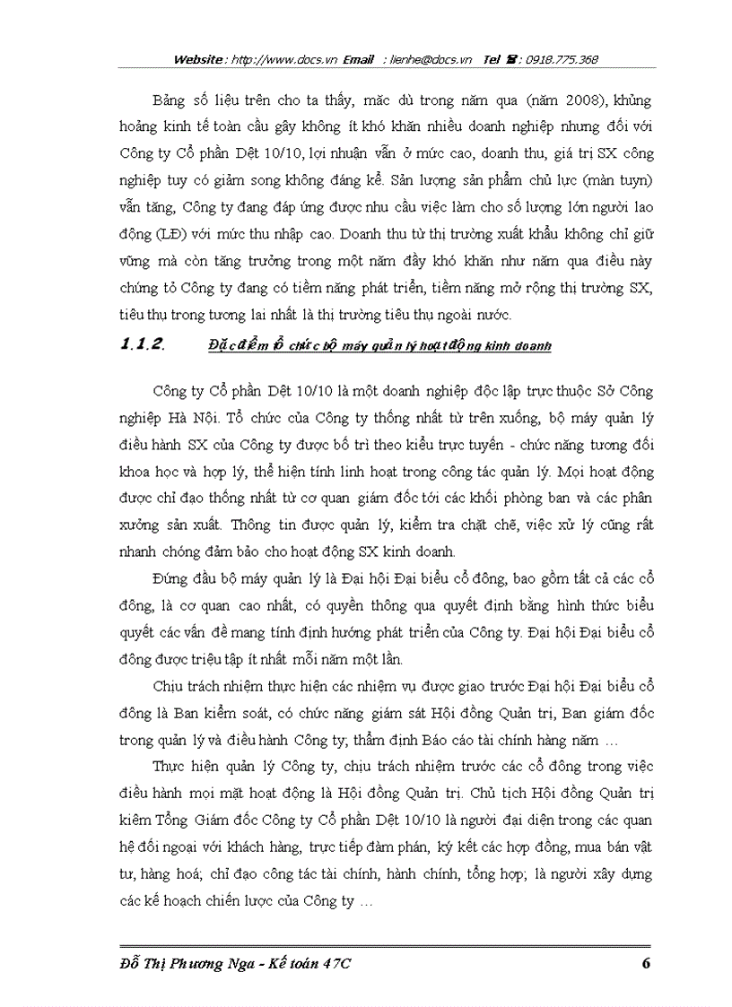 image for page Hoàn thiện kế toán tiêu thụ và kết quả tiêu thụ tại Công ty Cổ phần Dệt 10 10