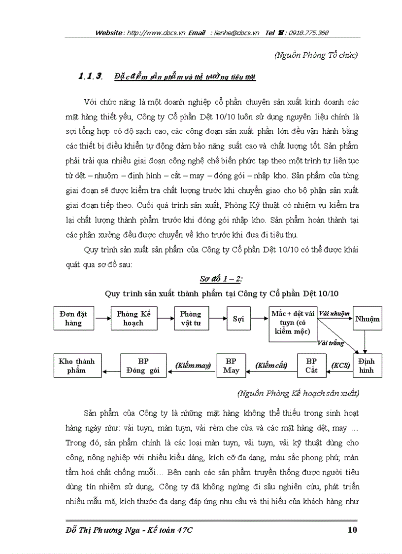 image for page Hoàn thiện kế toán tiêu thụ và kết quả tiêu thụ tại Công ty Cổ phần Dệt 10 10