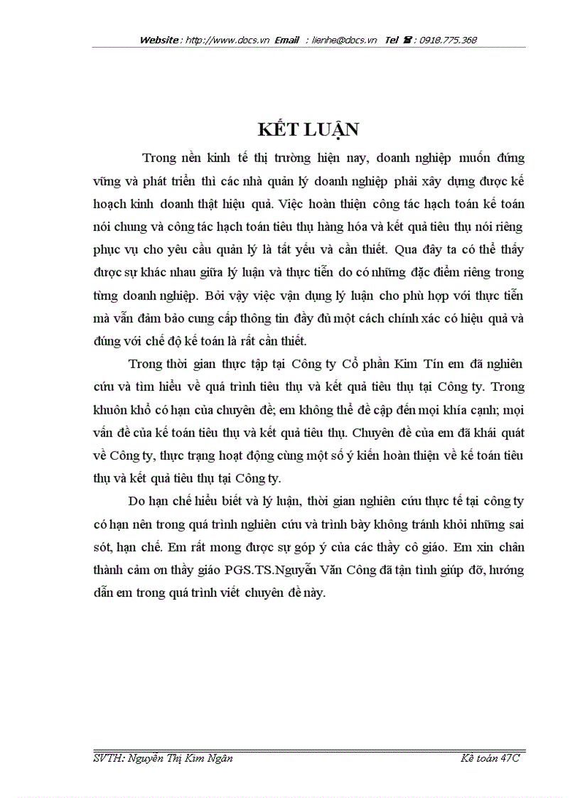 image for page Hoàn thiện kế toán tiêu thụ và kết quả tiêu thụ tại Công ty Cổ phần Kim Tín