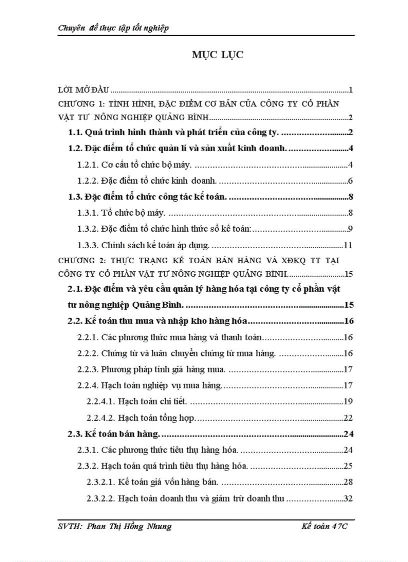 image for page Hoàn thiện kế toán bán hàng và xác định kết quả tiêu thụ tại Công ty cổ phần vật tư nông nghiệp Quảng Bình