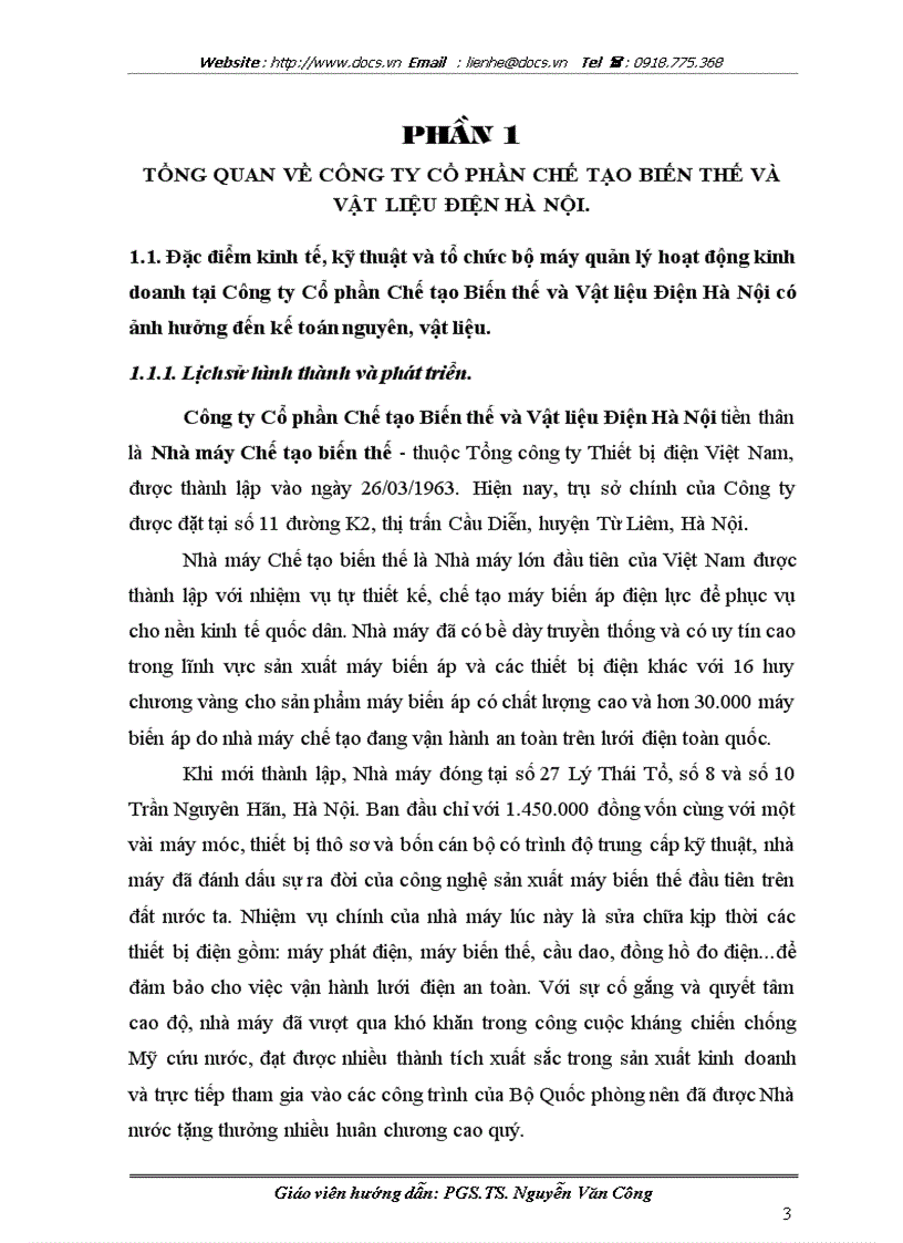 image for page Hoàn thiện kế toán nguyên vật liệu tại công ty cổ phần chế tạo biến thế và vật liệu điện hà nội