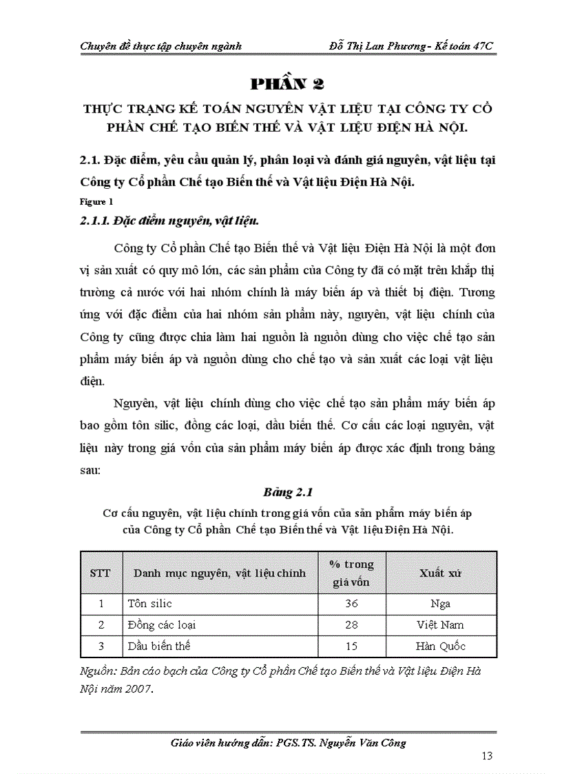 image for page Hoàn thiện kế toán nguyên vật liệu tại công ty cổ phần chế tạo biến thế và vật liệu điện hà nội