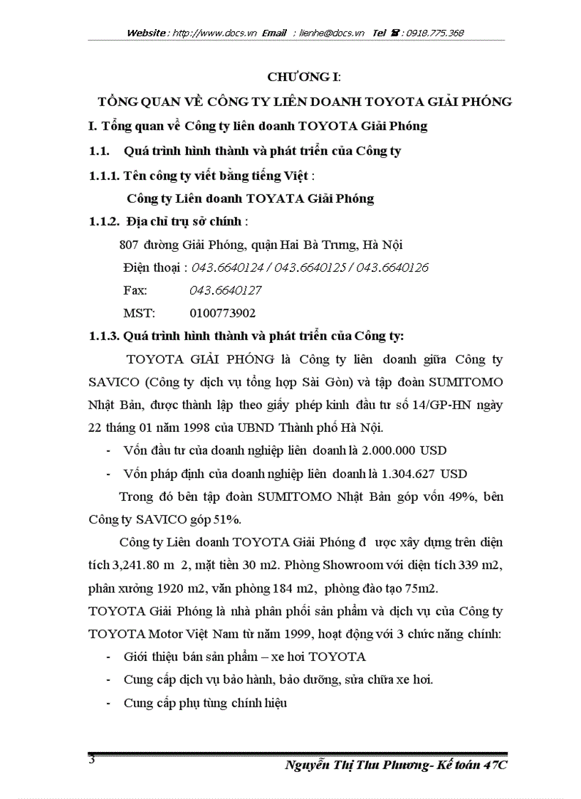 image for page Hoàn thiện công tác hạch toán doanh thu chi phí và xác định kết quả kinh doanh tại Công ty Liên doanh TOYOTA Giải Phóng