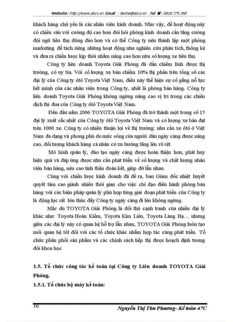 image for page Hoàn thiện công tác hạch toán doanh thu chi phí và xác định kết quả kinh doanh tại Công ty Liên doanh TOYOTA Giải Phóng