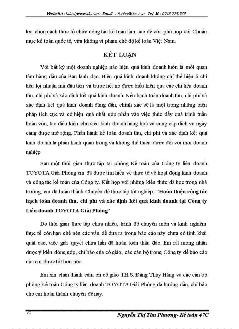 image for page Hoàn thiện công tác hạch toán doanh thu chi phí và xác định kết quả kinh doanh tại Công ty Liên doanh TOYOTA Giải Phóng