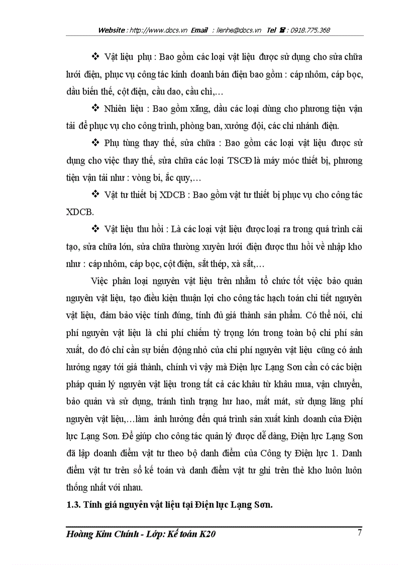 image for page Hoàn thiện kế toán nguyên vật liệu công cụ dụng cụ tại Điện lực Lạng Sơn