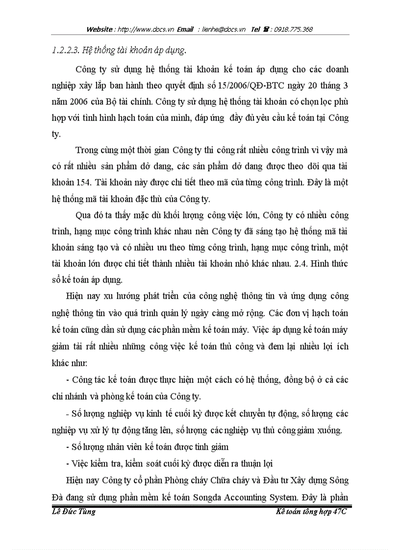 image for page Nâng cao hiệu quả hoạt động của công tá kế toán tập hợp chi phí và tính giá thành tại Công ty cổ phần PCCC và đầu tư xây dựng Sông Đà