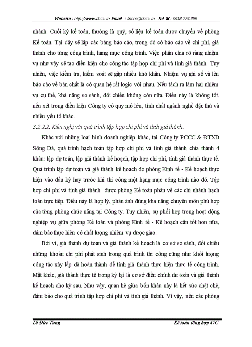 image for page Nâng cao hiệu quả hoạt động của công tá kế toán tập hợp chi phí và tính giá thành tại Công ty cổ phần PCCC và đầu tư xây dựng Sông Đà